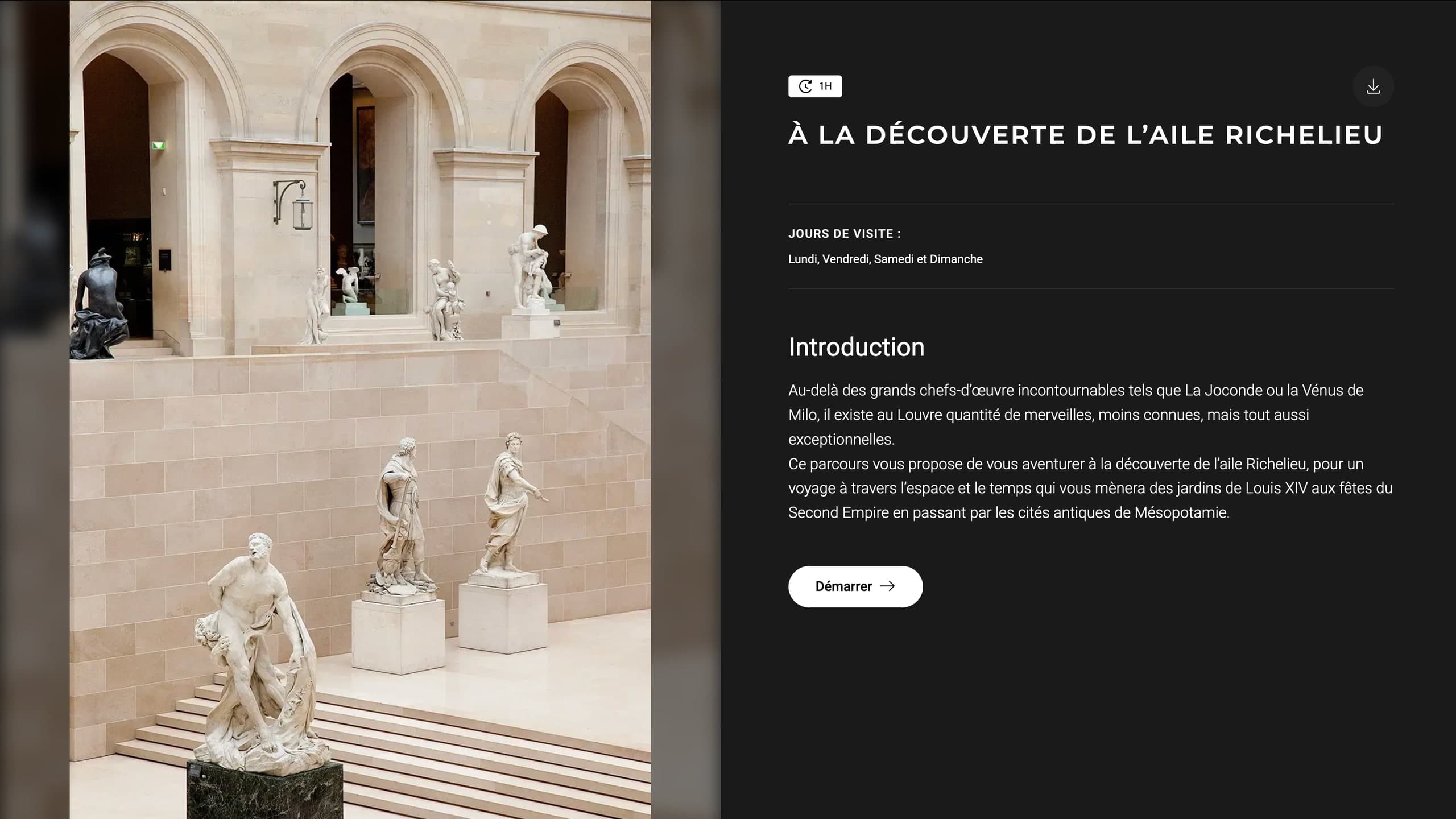 Gabarit riche du site du Louvre composé par les équipes éditoriales