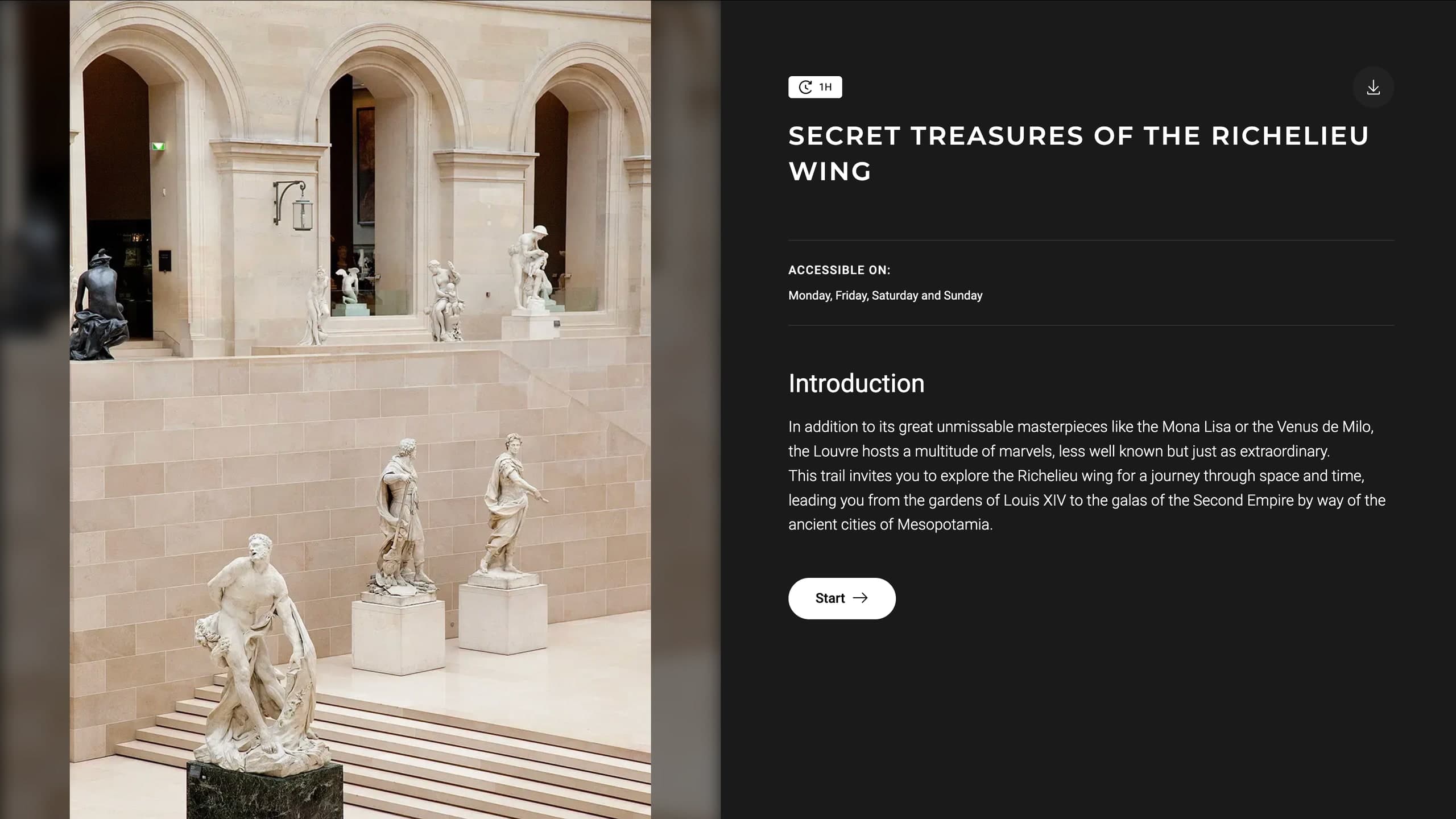 A rich louvre.fr template assembled by the museum's editorial teams